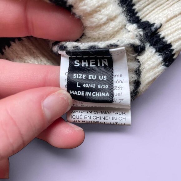 White and Black Striped Quarter Zip Sweater - Picture 5 of 5